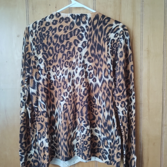 Just B leopard print women's top/ cardigan sweater/ long sleeve Sz M - Picture 3 of 10